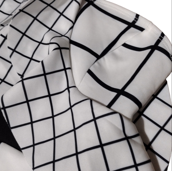 ASOS DESIGN White and Black Grid Design One Shoulder Ruffle Mini Dress, Size 2 - Picture 7 of 16